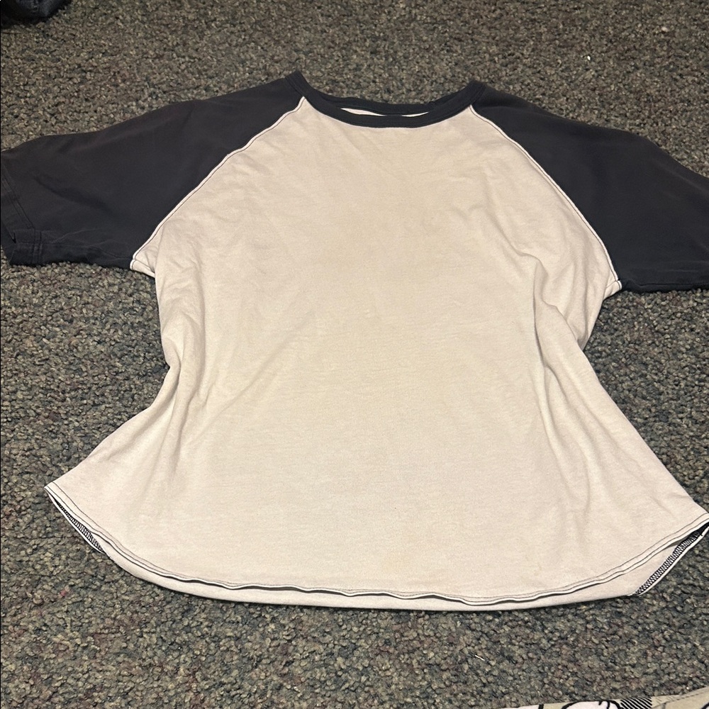 Faded Glory Navy and White Raglan Tee